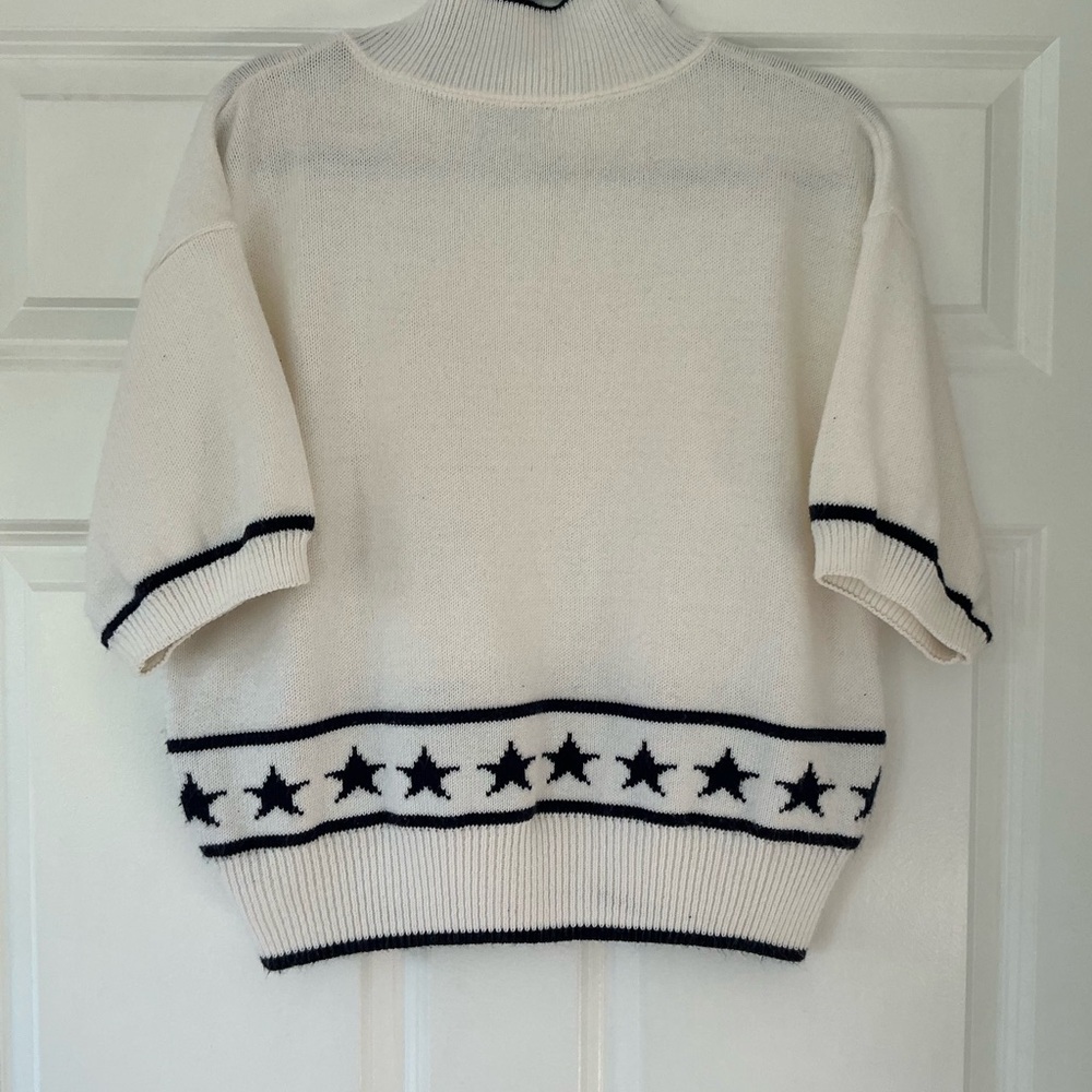 Vintage Garland Knit Sweater – Boxy Fit,‎ Star Border, M/L. Made in the USA - Picture 3 of 6